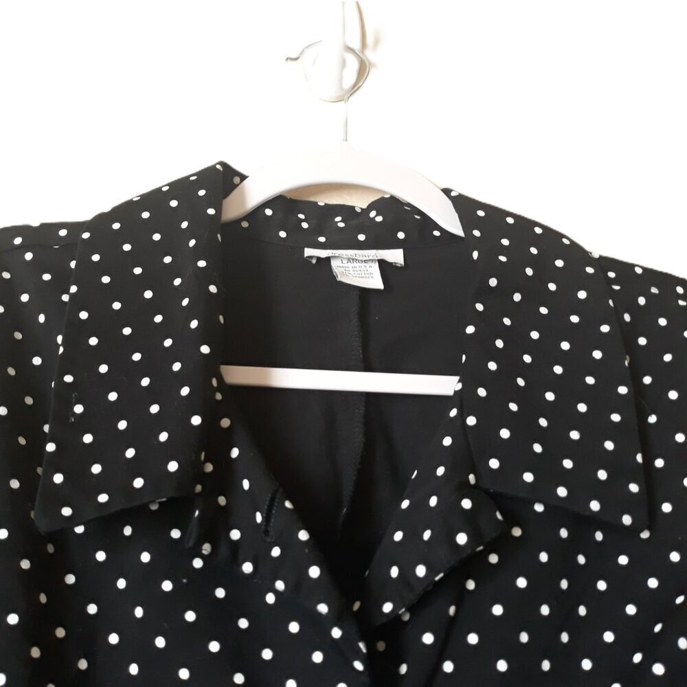 Vtg Dress Barn Cropped Boxy Jacket Large Polka Dot Cotton Preppy Academia Office - Picture 2 of 8